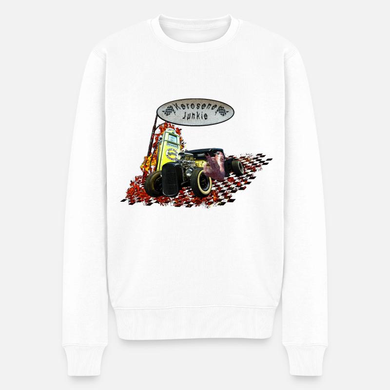 Hot Rod Kerosin - Männer Premium Bio Pullover - Weiß