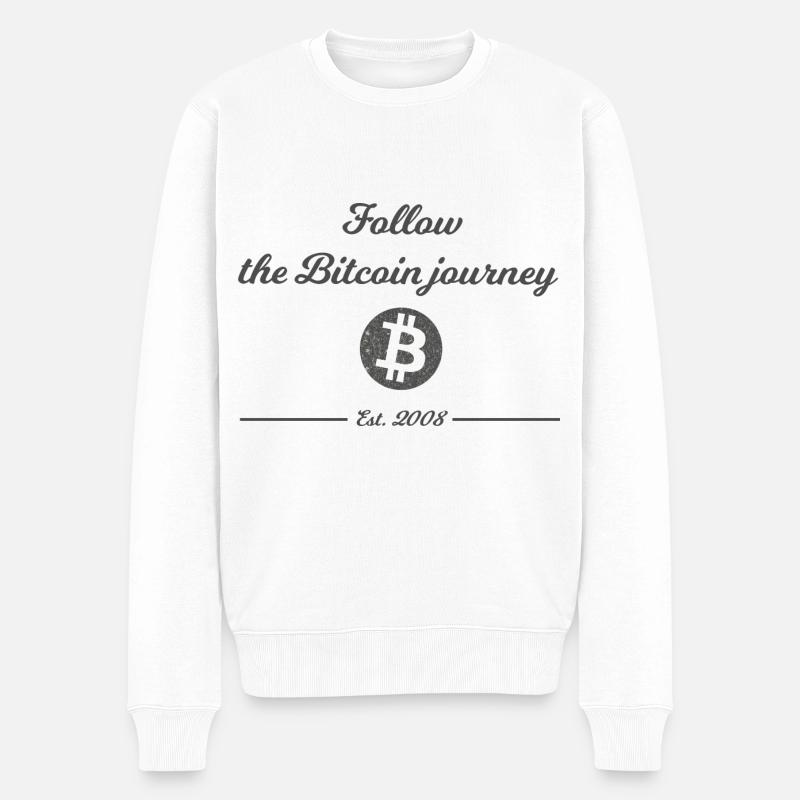 Folge dem Bitcoin - Männer Premium Bio Pullover - Weiß