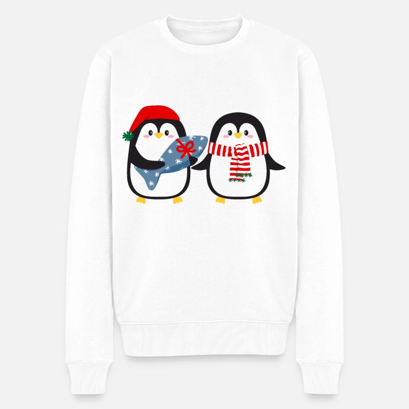 Mignons pingouins avec cadeau - Pull Premium bio Homme - blanc