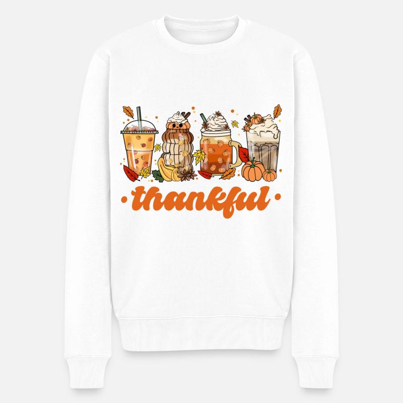 thankful - Männer Premium Bio Pullover - Weiß