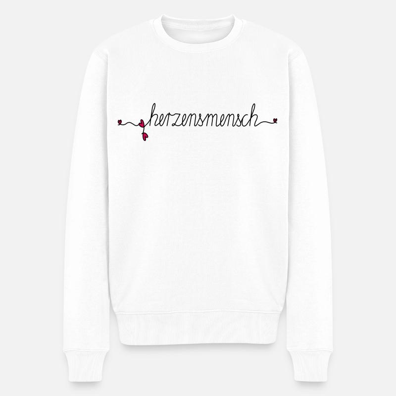 herzensmensch - Männer Premium Bio Pullover - Weiß