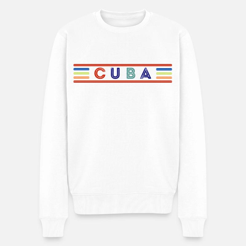 Kuba - Männer Premium Bio Pullover - Weiß