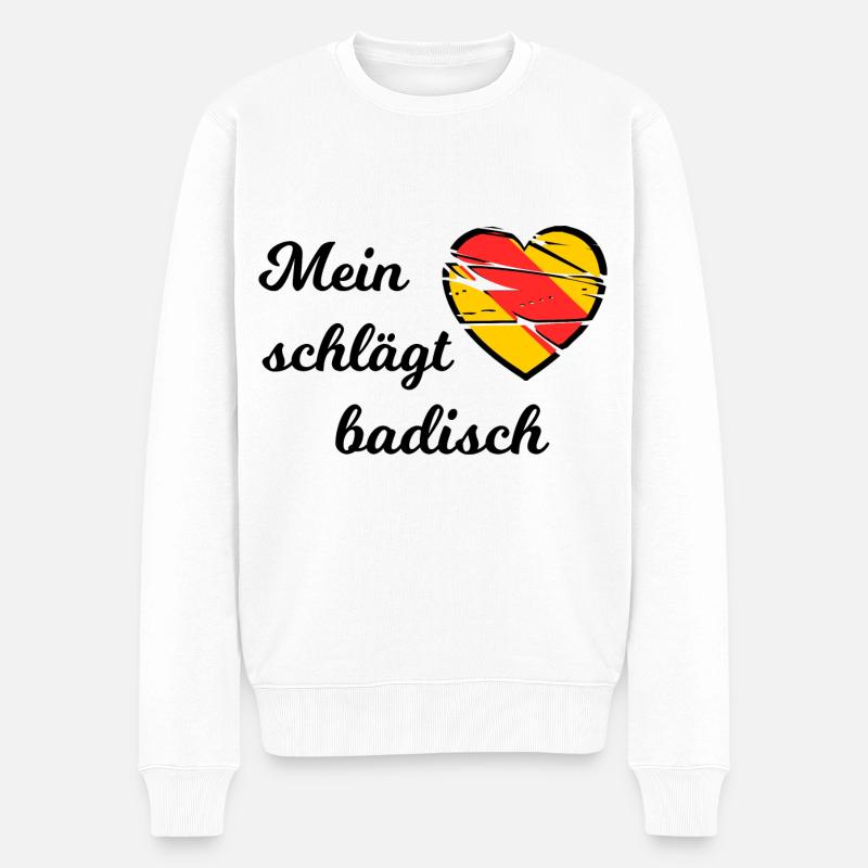 Mein Herz schlägt badisch - Männer Premium Bio Pullover - Weiß