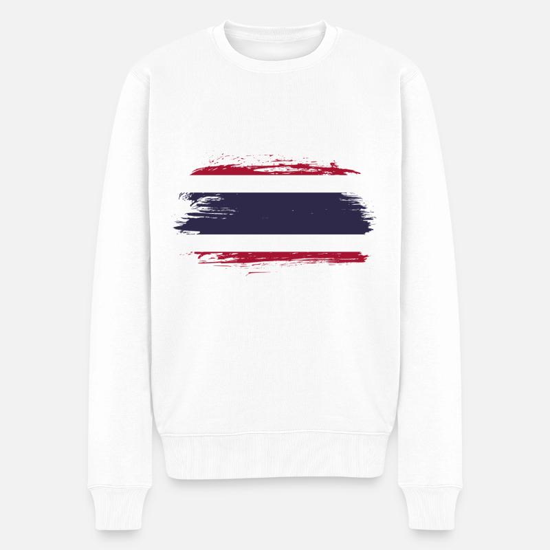 Thailand Flagge - Männer Premium Bio Pullover - Weiß