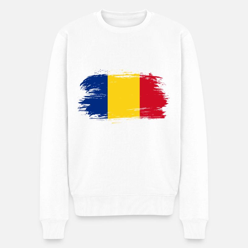 Roumanie Drapeau - Pull Premium bio Homme - blanc