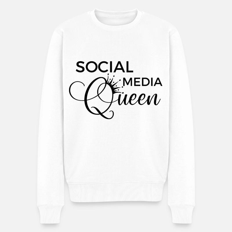 Social Media Queen - Männer Premium Bio Pullover - Weiß