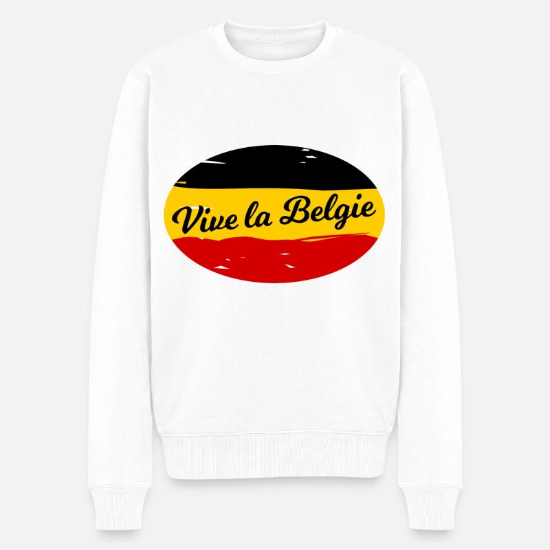 Es lebe Belgien - Männer Premium Bio Pullover - Weiß