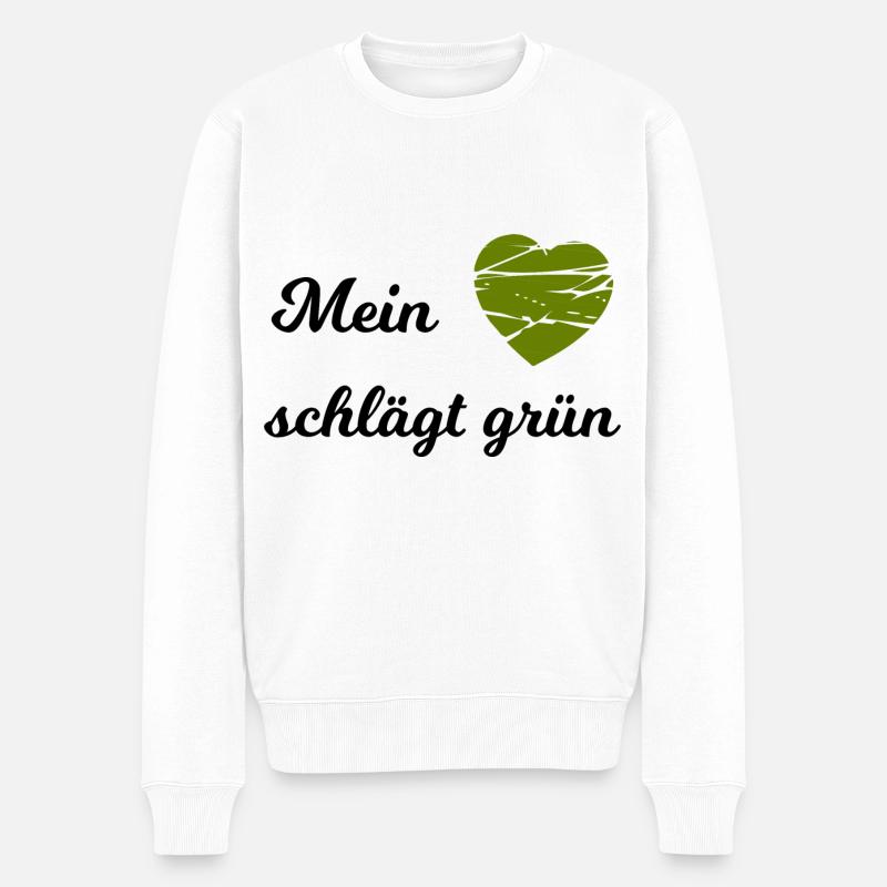 Das Herz für Grüne - Männer Premium Bio Pullover - Weiß