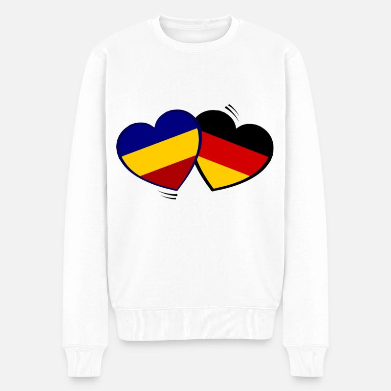 Deutsch rumänische Liebe - Männer Premium Bio Pullover - Weiß