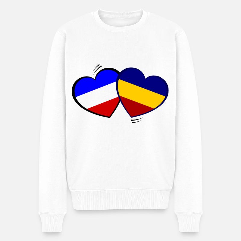 Frankreich Rumänien Liebe - Männer Premium Bio Pullover - Weiß