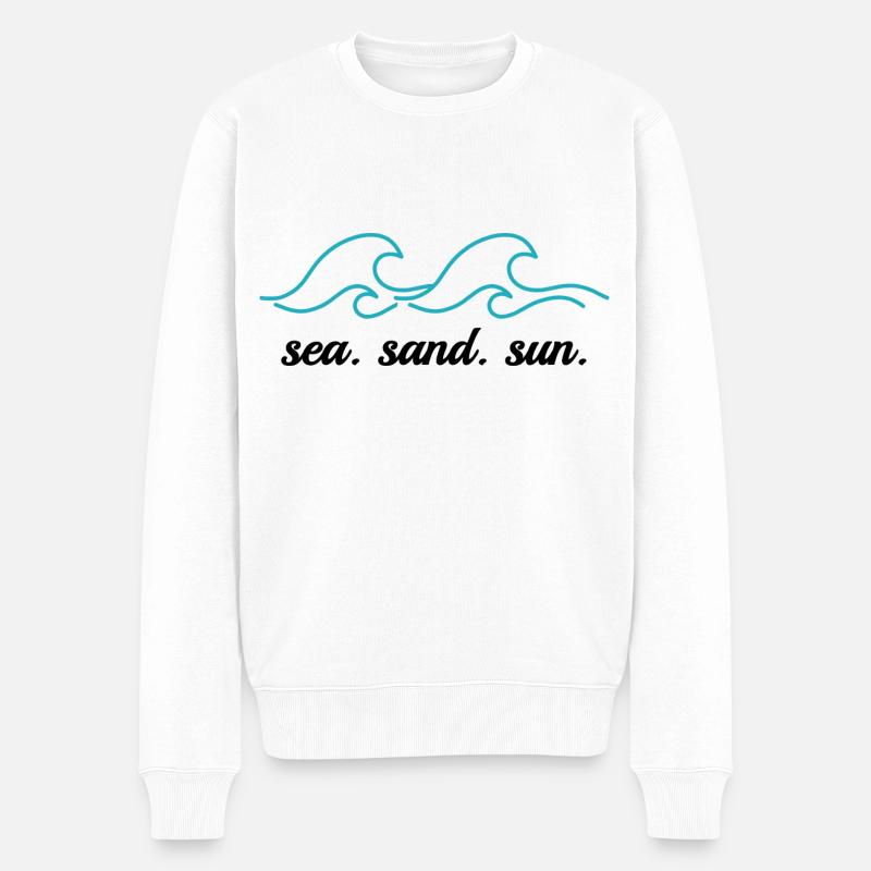 Wave Sea Sand Sun - Männer Premium Bio Pullover - Weiß