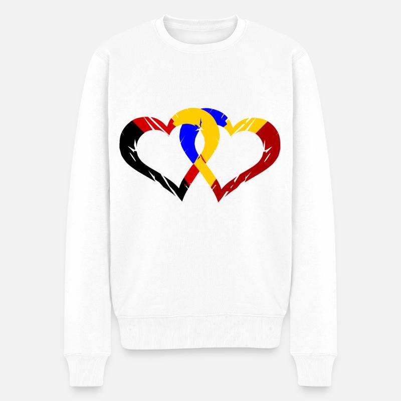 Deutsch Rumänische Partnerschaft - Männer Premium Bio Pullover - Weiß
