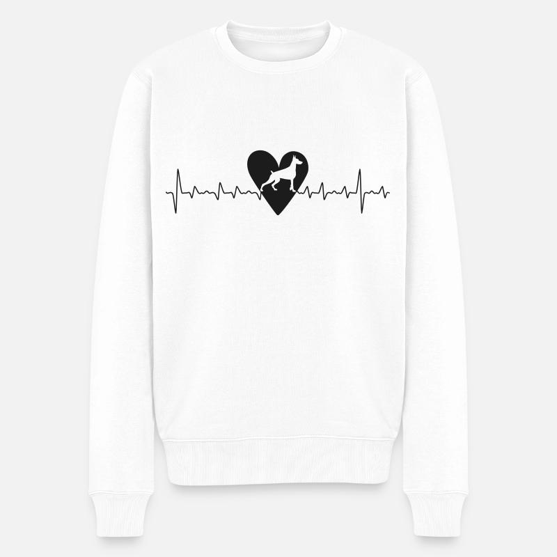 Ligne de cœur Doberman - Pull Premium bio Homme - blanc