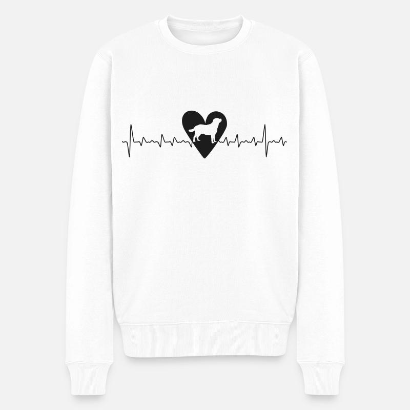 Labrador Herzlinie - Männer Premium Bio Pullover - Weiß