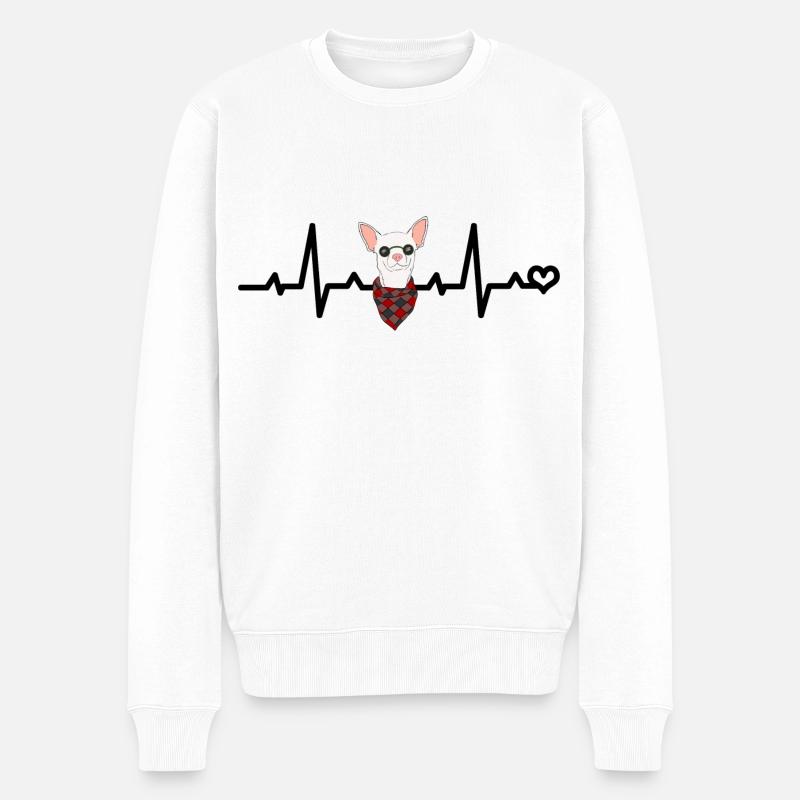 Chihuahua Herzschlag - Männer Premium Bio Pullover - Weiß