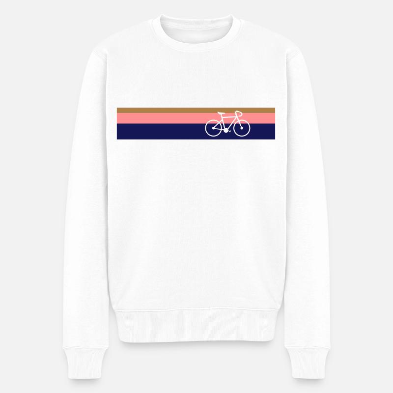 Rennrad - Retro - 3 farbiger Hintergrund - Männer Premium Bio Pullover - Weiß