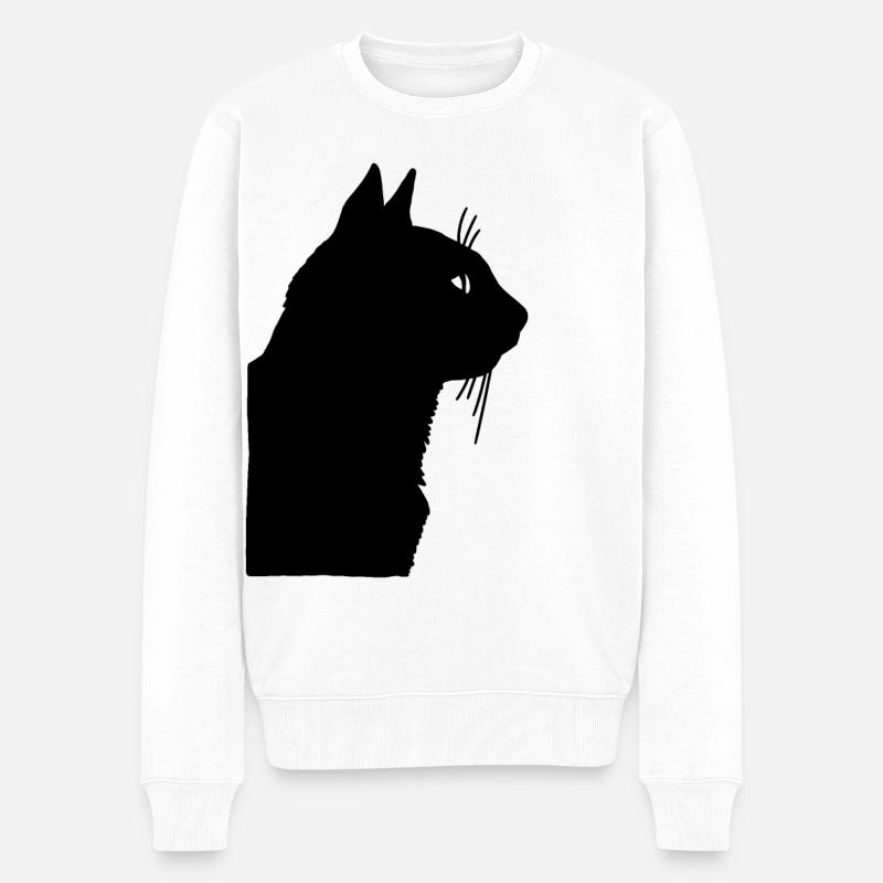 Schwarze Katze - Männer Premium Bio Pullover - Weiß