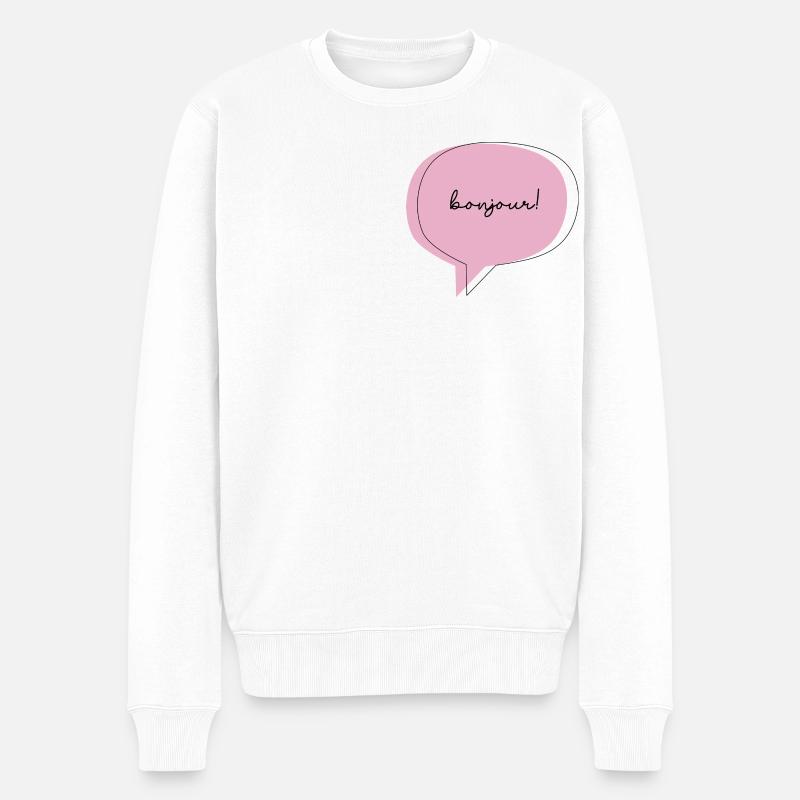 Bonjour². - Männer Premium Bio Pullover - Weiß