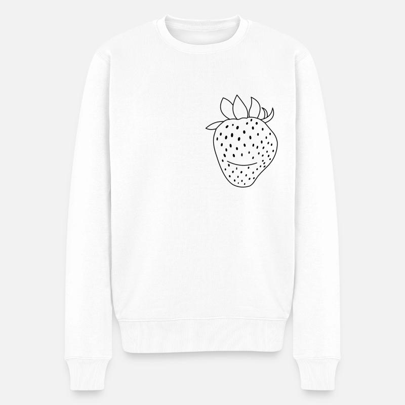 Happy Strawberry - Männer Premium Bio Pullover - Weiß