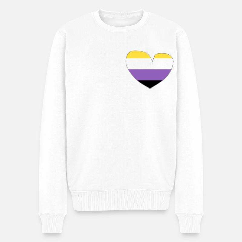 nichtbinär Herz - Männer Premium Bio Pullover - Weiß