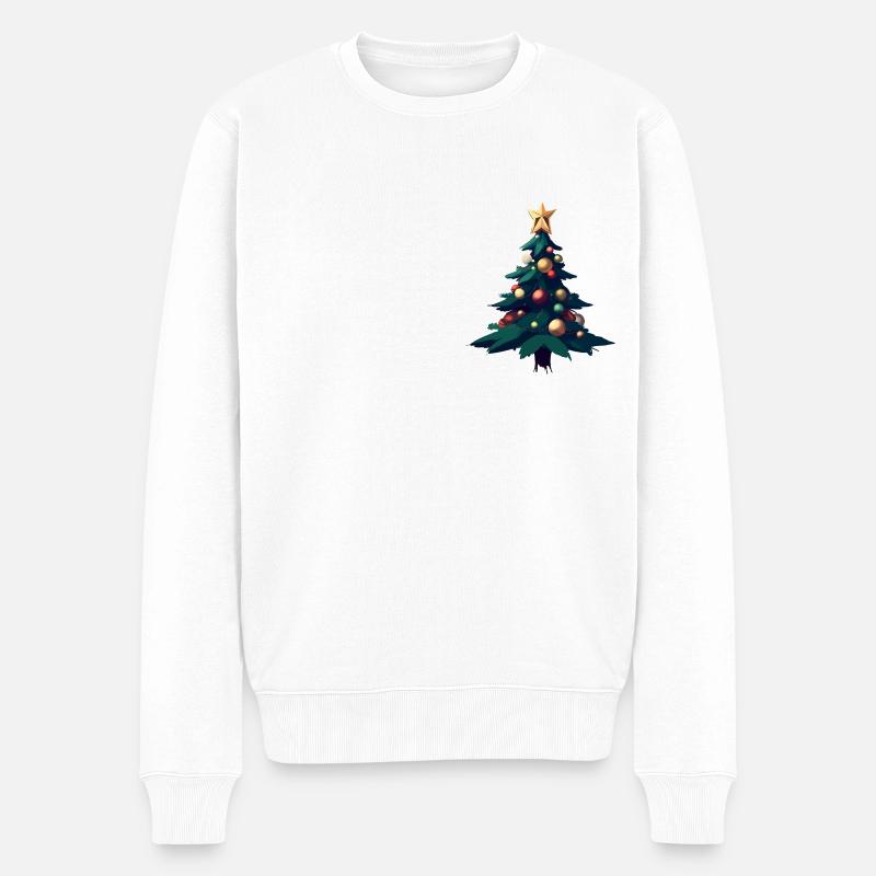 Weihnachtsbaum - Männer Premium Bio Pullover - Weiß