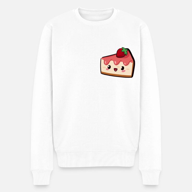 Ein Stück Erdbeerkuchen, lecker! - Männer Premium Bio Pullover - Weiß