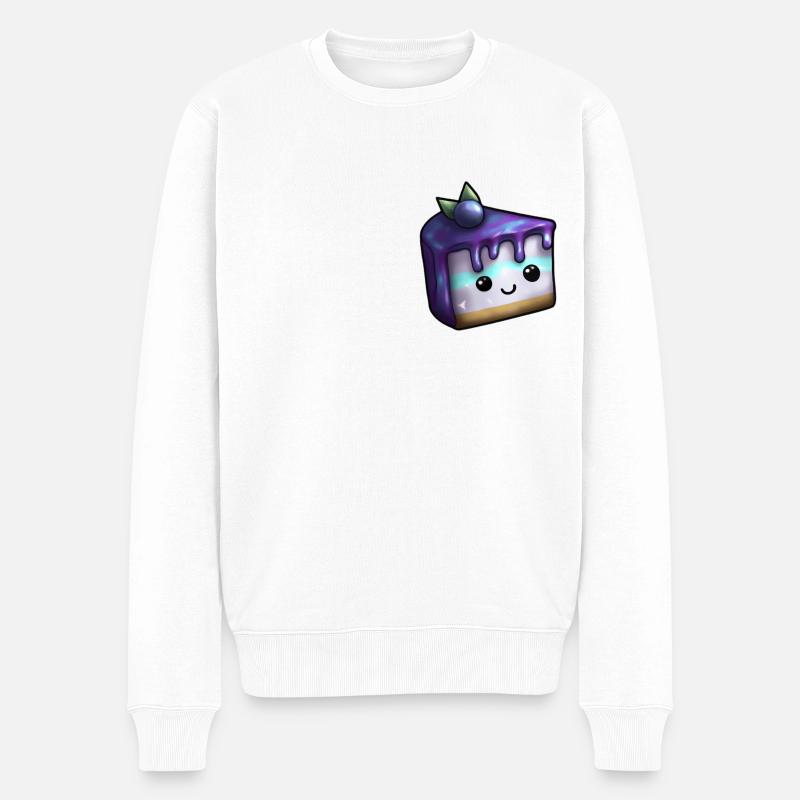 Ein Stück Kuchen voller Blaubeeren und Magie - Männer Premium Bio Pullover - Weiß