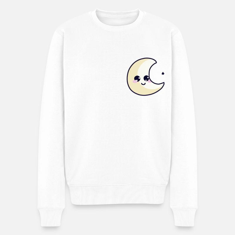 Der Mond ist glücklich! - Männer Premium Bio Pullover - Weiß