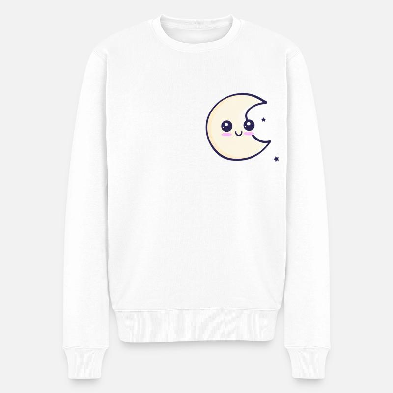 Lune avec des étoiles - Pull Premium bio Homme - blanc