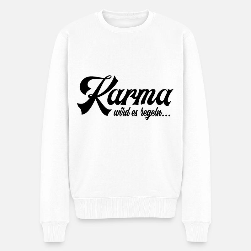 Karma wird es regeln - Männer Premium Bio Pullover - Weiß