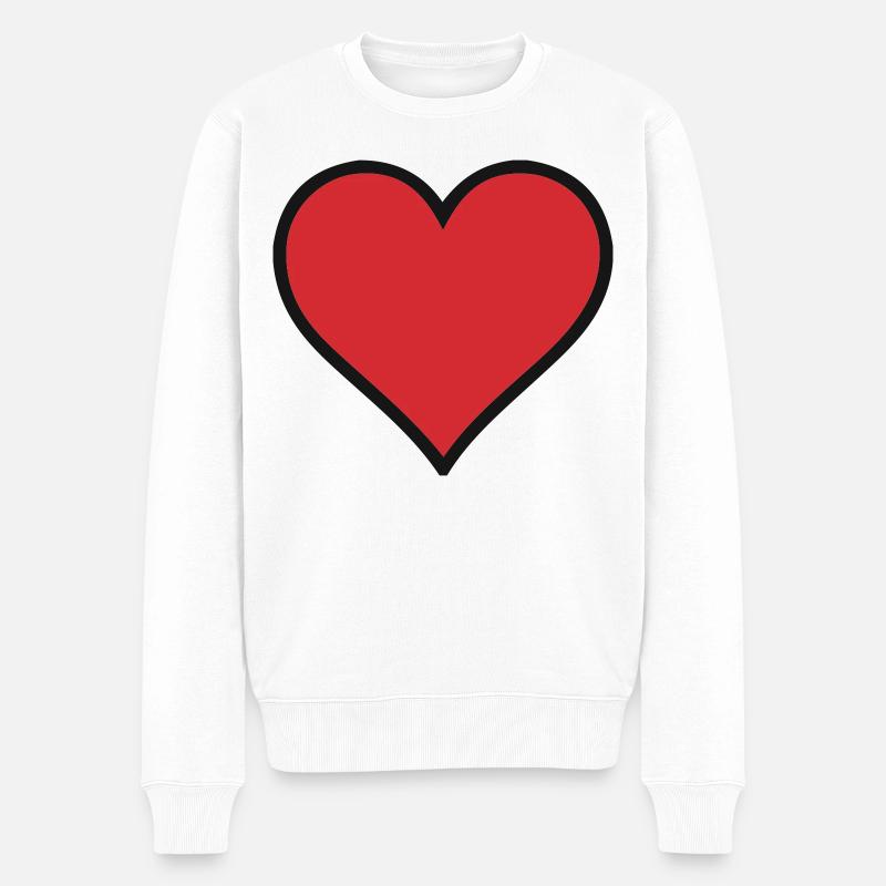 Herz - Männer Premium Bio Pullover - Weiß