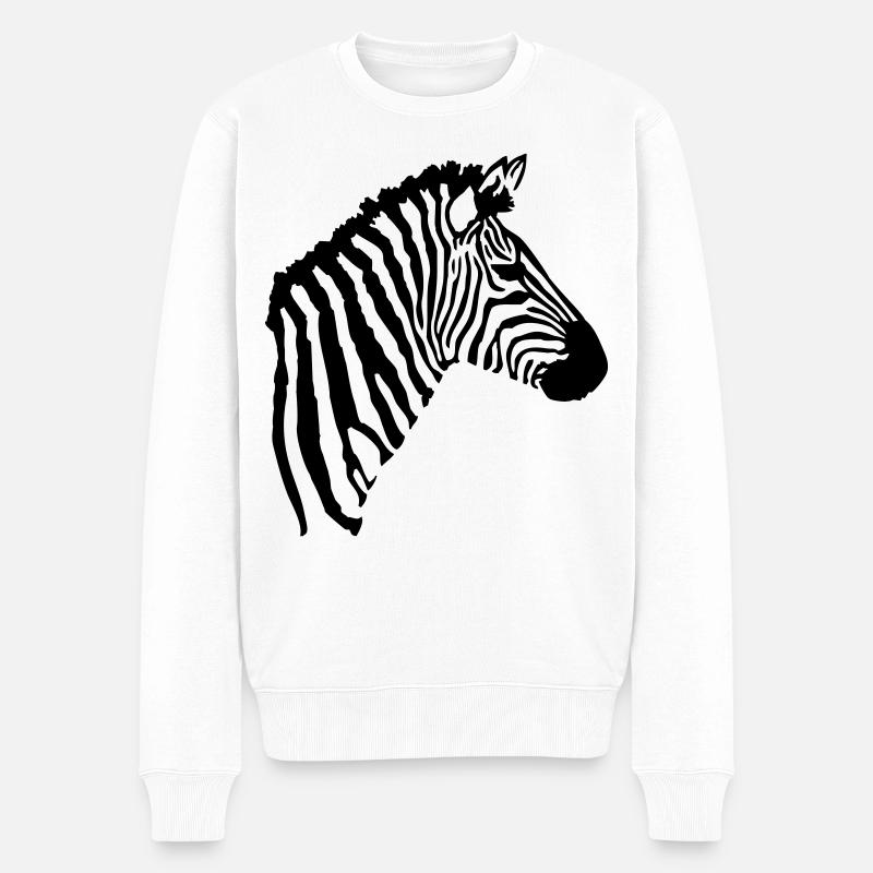 Zebra Kopf - Männer Premium Bio Pullover - Weiß