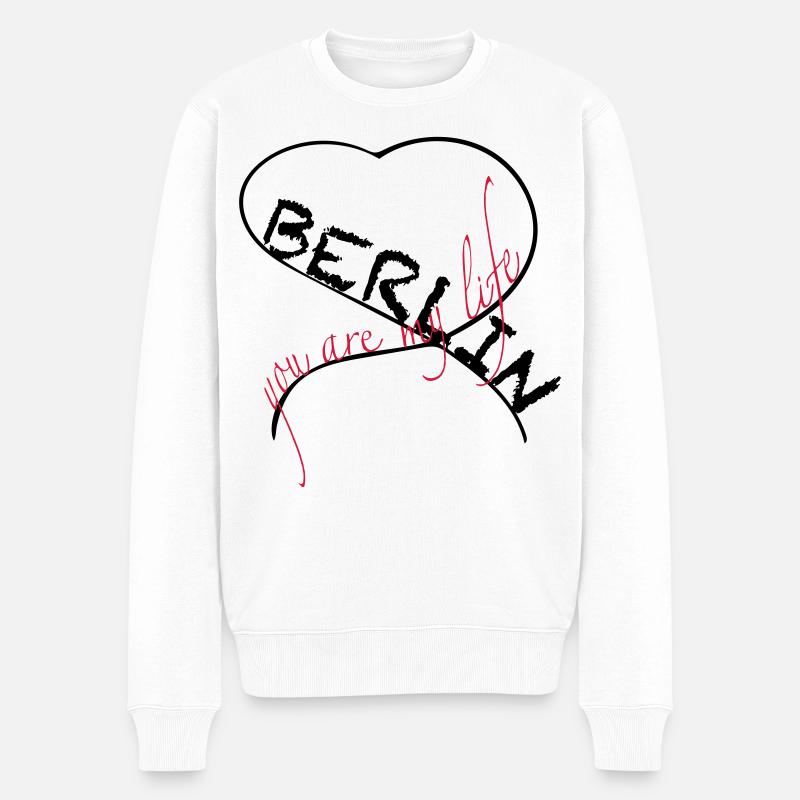 Berlin You Are My Life Heart Design - Männer Premium Bio Pullover - Weiß