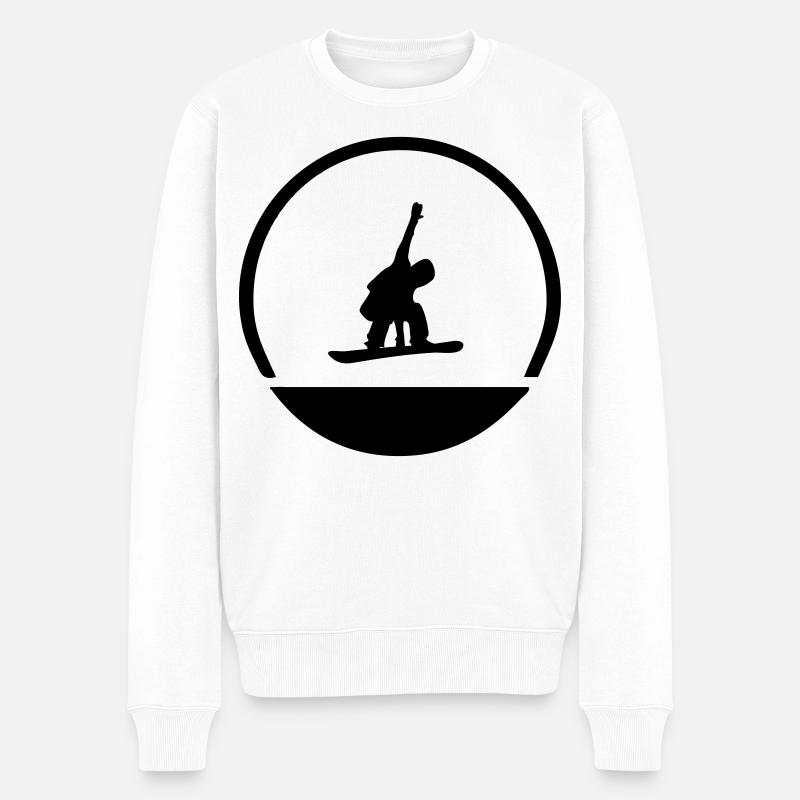 Snowboarder Emblem - Männer Premium Bio Pullover - Weiß