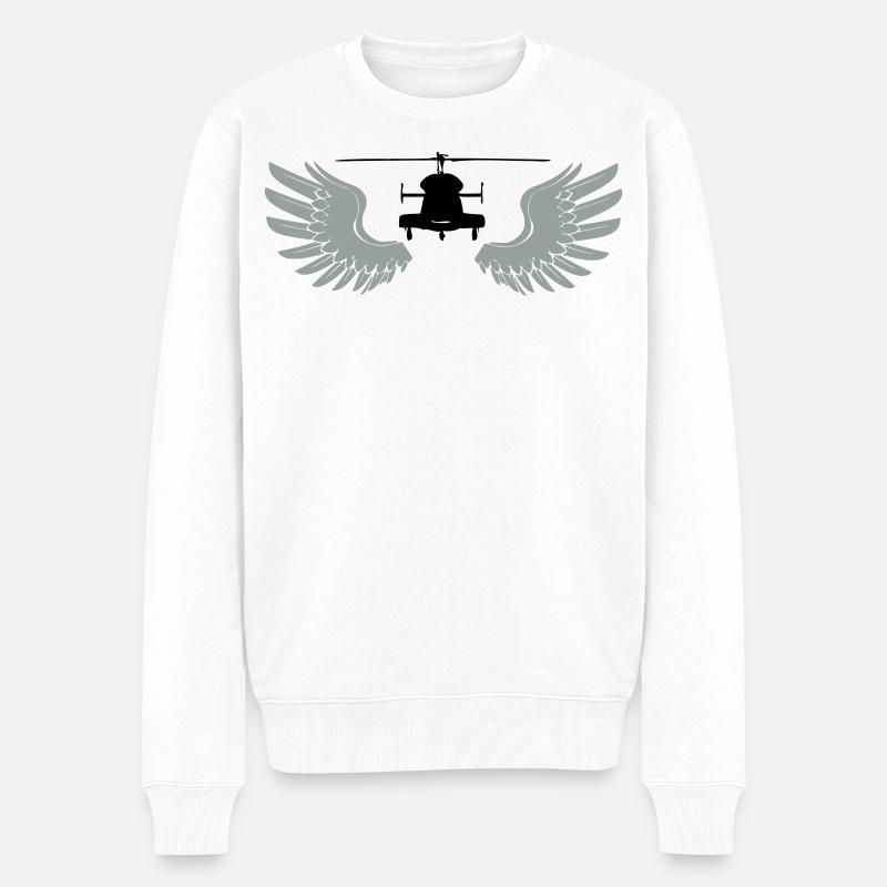 Helikopter mit Flügeln - Männer Premium Bio Pullover - Weiß