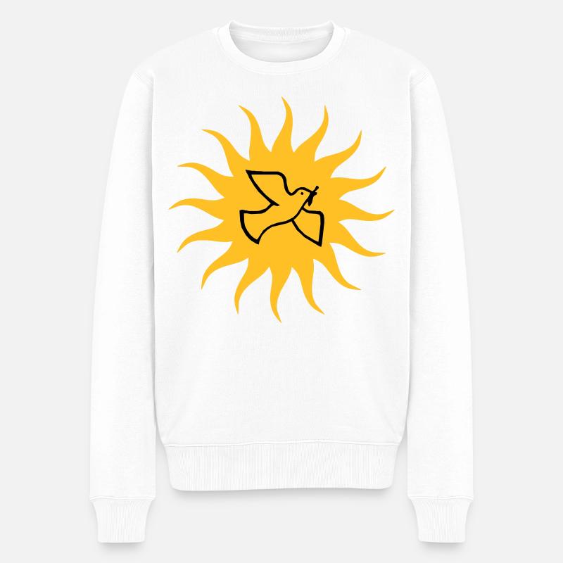 Friedenstaube Sonne - Männer Premium Bio Pullover - Weiß