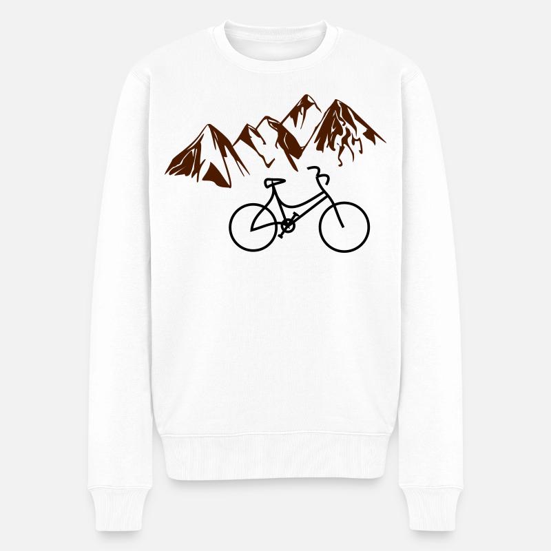 Altes Fahrrad vor Bergen - Männer Premium Bio Pullover - Weiß
