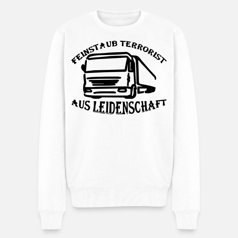 Feinstaub Terrorist aus Leidenschaft - Männer Premium Bio Pullover - Weiß