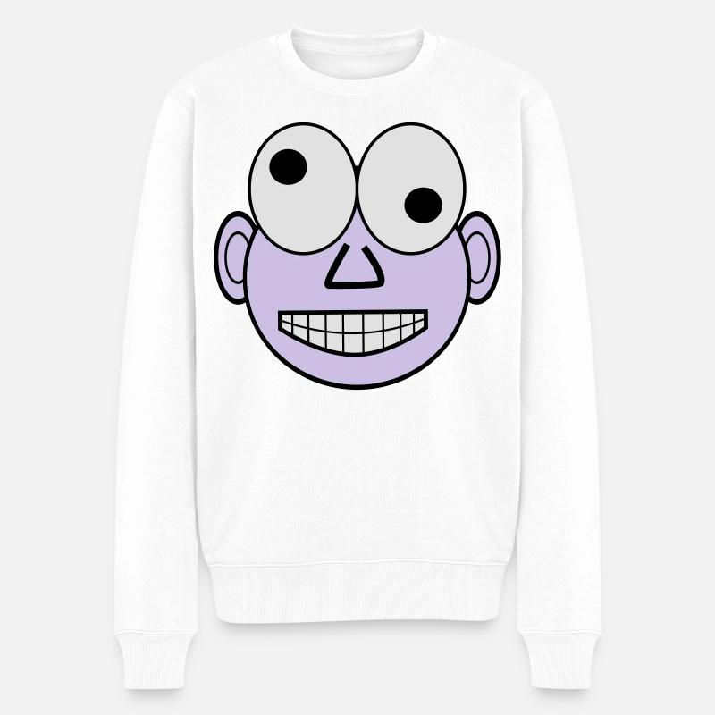 Lustiges Gesicht - Männer Premium Bio Pullover - Weiß