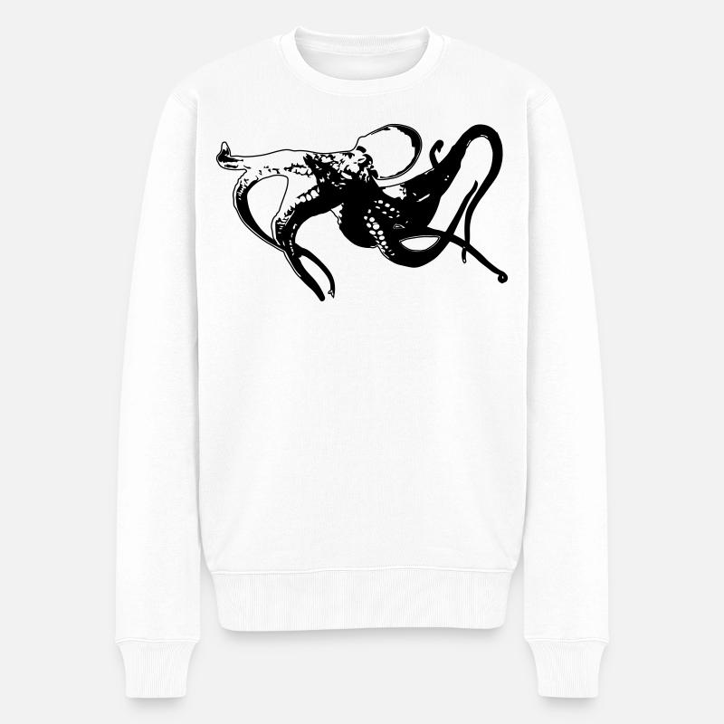 Oktopus - Kraken - Männer Premium Bio Pullover - Weiß