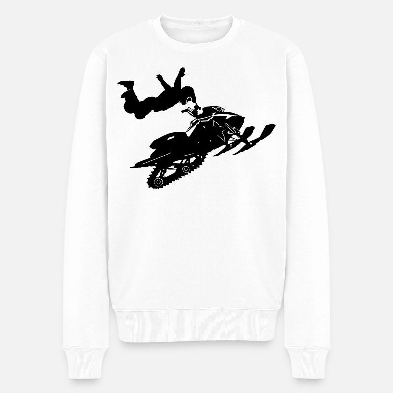 Snowmobil, Snowboarder, Snowboarden - Männer Premium Bio Pullover - Weiß