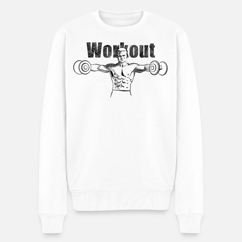 workout - Pull Premium bio Homme - blanc