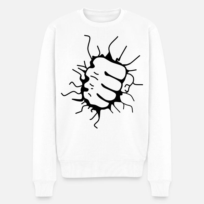 Faustschlag Faust Fäustling Punch - Männer Premium Bio Pullover - Weiß