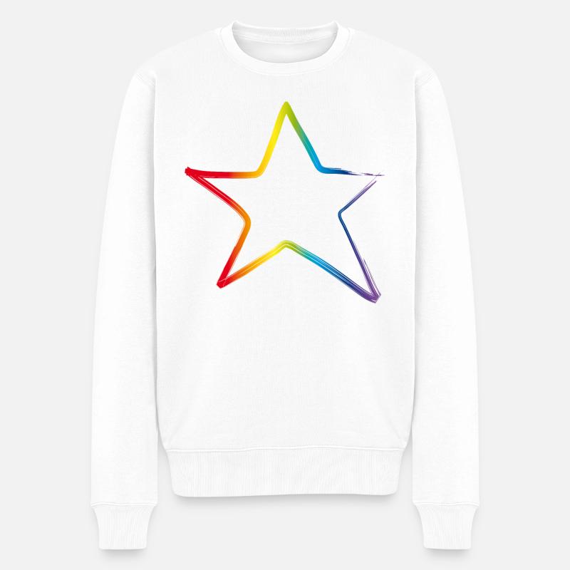 star stern regenbogen outline csd  Gay musical - Männer Premium Bio Pullover - Weiß