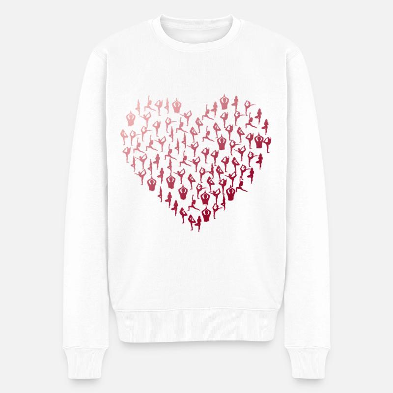 yoga Herz yogis minimal namaste yogis Buddha love - Männer Premium Bio Pullover - Weiß
