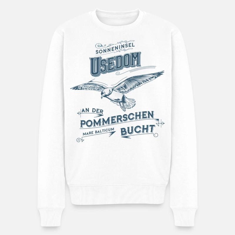 Sonneninsel Usedom - Männer Premium Bio Pullover - Weiß