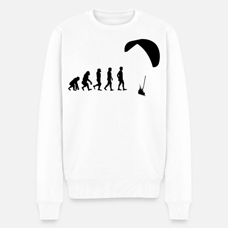 Evolution Gleitschirm - Männer Premium Bio Pullover - Weiß