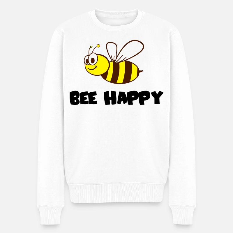 bee happy - Männer Premium Bio Pullover - Weiß