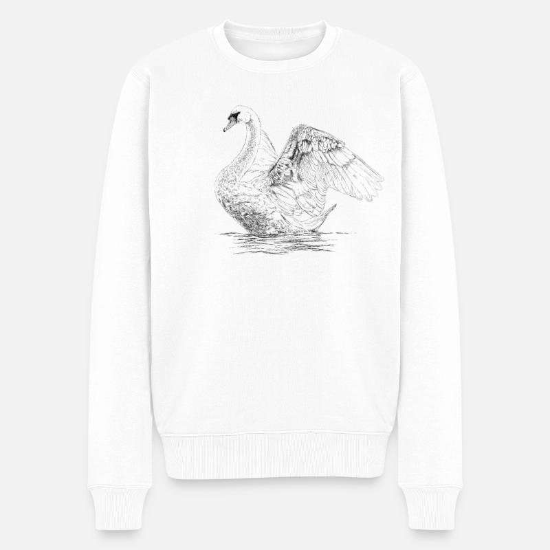 Schwan - Männer Premium Bio Pullover - Weiß
