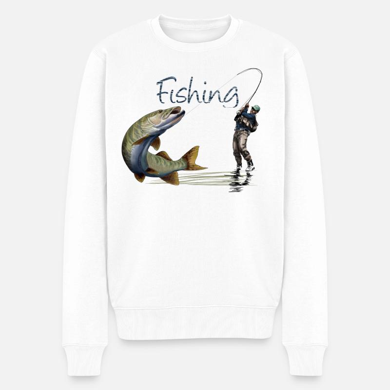 Fishing - Männer Premium Bio Pullover - Weiß